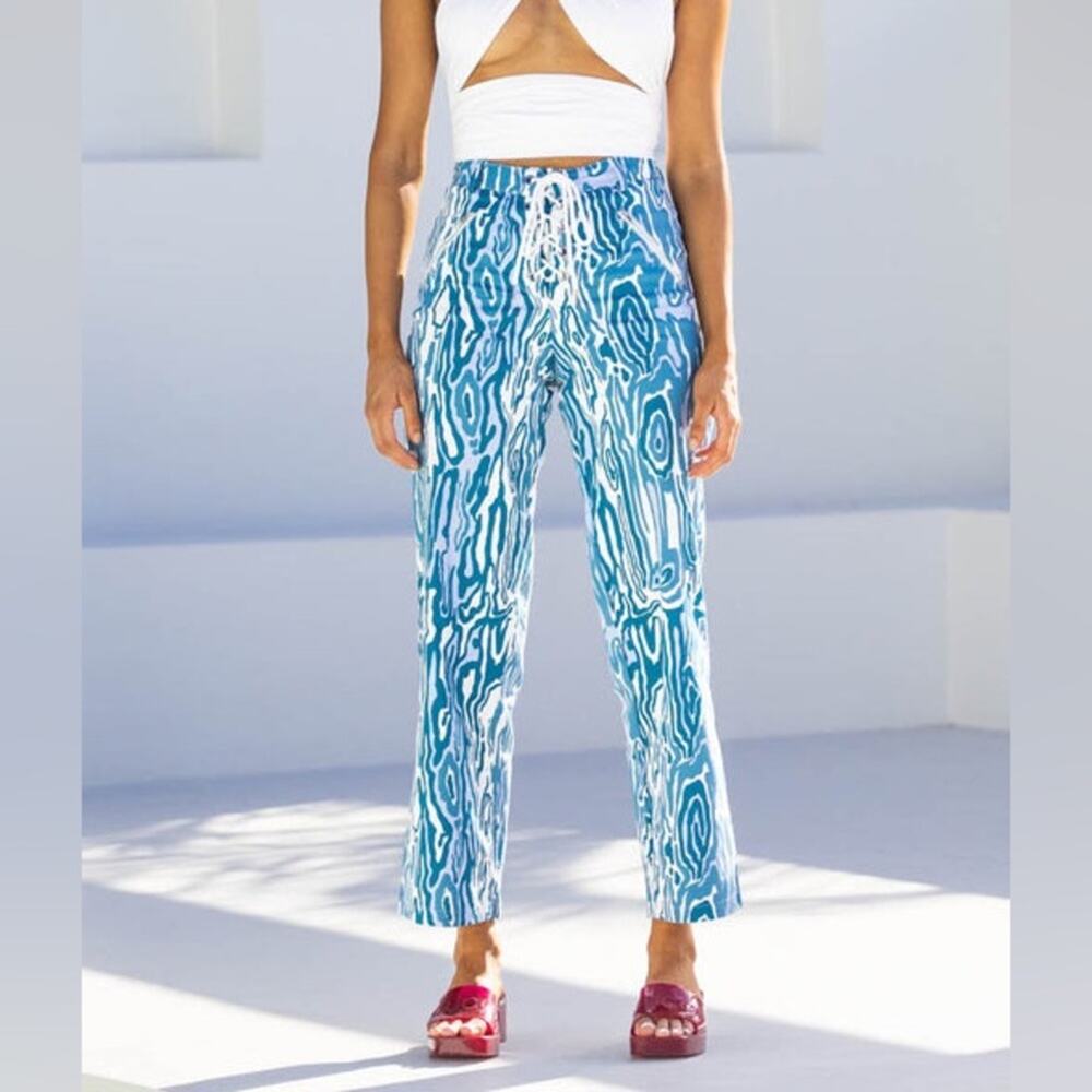 y2k Beginning Boutique women sz 8 Havana Lace Up Pants Blue - Picture 2 of 10